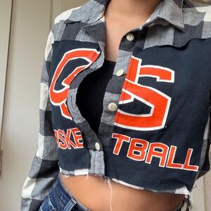 Oregon State Vintage cropped button up shirt